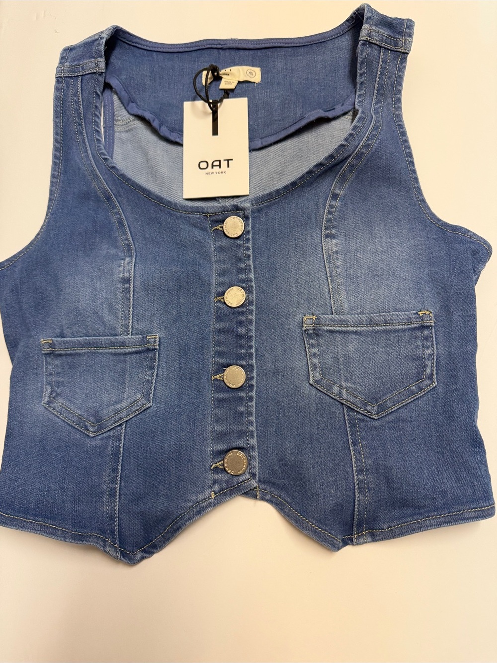 Oat New York Light Blue Denim Top